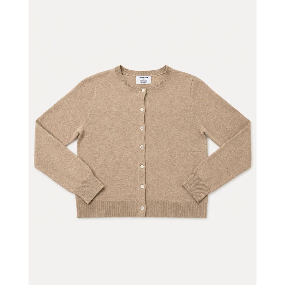 Beige Button Front Crewneck Cardigan Sweater Size Small - Picture 2 of 7